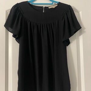LOFT Black Flutter Sleeve Blouse